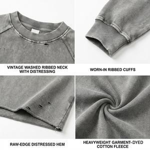 Sweat-shirts pour hommes, poids lourd, 280 g/m², 100 % coton, prix bas, TKAN903D, style vintage, effet délavé, coupe ample, pour streetwear - Product Image 2