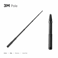 3m Reikwijdte Carbon Fiber Verlengstok 44,5cm Ingevouwen 289g 9 Delen Compacte Handheld Waterdichte Selfie Stick voor Insta360 Buiten