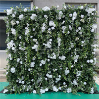 S074 matériaux de décoration de fête fond de mur de fleurs 8ft x 8ft murs d'herbe verte goutte arrière feuilles vertes panneau mur de fleurs de citron