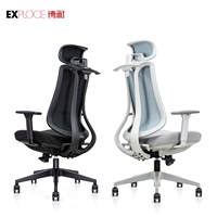 Chaise de bureau ergonomique de luxe avec siège en maille, vérin à gaz, inclinable, pivotante, avec verrouillage et support lombaire