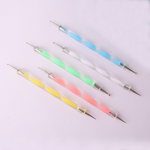Kit d'outils de nail art double face 5 pièces : stylo à pois, fleurs, pétales, pinceau professionnel pour la conception d'ongles en salon de manucure - Product Image 4