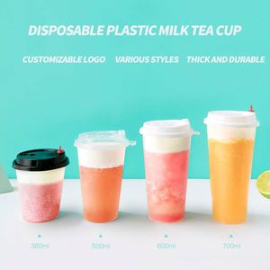 Gobelet jetable à paroi simple en PP transparent givré, écologique, 90 mm, 12 oz, 16 oz, avec logo personnalisé, pour boissons chaudes et froides, thé au lait et bubble tea - Product Image 3
