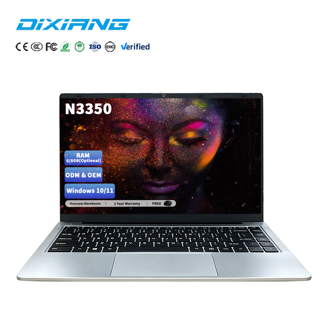 New Hot Selling Best Price N3350 Laptop 14" IPS Screen 1920x1200 Intel EU Camera 6GB RAM Windows11 Portable Learning Notebook