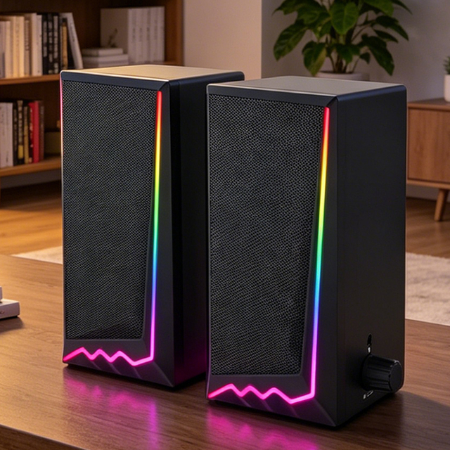 E-1064 Wired Subwoofer High Quality E-Sports Gaming Speaker RGB Lighting USB Connectivity Plug Play Desktop Laptops Plastic