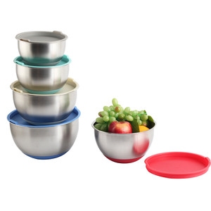 Ensemble de bols mélangeurs en acier inoxydable avec couvercles hermétiques, fond en silicone antidérapant, bols à salade colorés pour la cuisine - Product Image 5