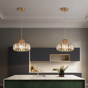 E27 E26 lampadari di cristallo minimalista lampada a sospensione cucina isola oro nero