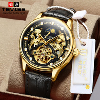 Montre-bracelet mécanique pour homme T820D, bracelet en cuir, aiguilles, 41 mm, phase de lune, boîtier en alliage, verre minéral, étanche, sport, affaires