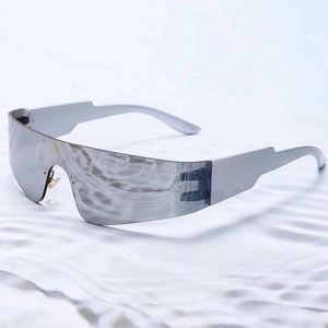 Gafas de Sol Steampunk de Moda 2022 para Hombre y Mujer, Gafas de Sol de una Pieza sin Montura, Gafas Deportivas de Espejo Plateadas Punk - Product Image 4