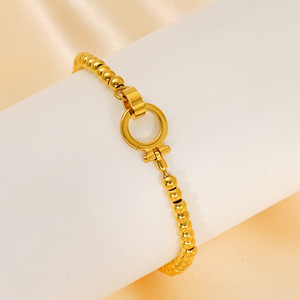 Zogxin Stainless Steel Beaded <b>Bracelet</b> Gold Round Buckle Women's Jewelry Fashion Accessory - Product Image 4