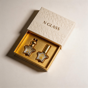Botella de Perfume de Vidrio de Lujo de 8 ml con Forma de Estrella, Electrochapada en Oro, Diseño Único de Pentágono para Decoración del Hogar y Relleno de Perfume - Product Image 1