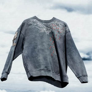 Felpa con Zip Oversize Personalizzata Nera Spessa Vintage Hip Hop Streetwear per Uomo Produttore di <span class=keywords><strong>Abbigliamento</strong></span> con Motivo Ricamato 3D in Cotone Pesante - Product Image 6