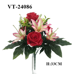 2025 más nuevo 33cm poliéster Rosa artificial/Calla Lily Bush 13 tallos graduación Día DE LA MADRE Pascua Navidad Halloween Año Nuevo - Product Image 1