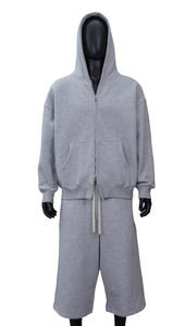 Celana Olahraga Fleece Campuran Katun Poliester 350gsm untuk Pria Wanita Tujuh Perempat Celana Polos Kustom dengan Tali - Product Image 6