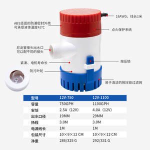 Marine Submersible bilge Pump 12v DC 10ft Delivery Head for Boat Caravan Pool Water Drainage - Product Image 5