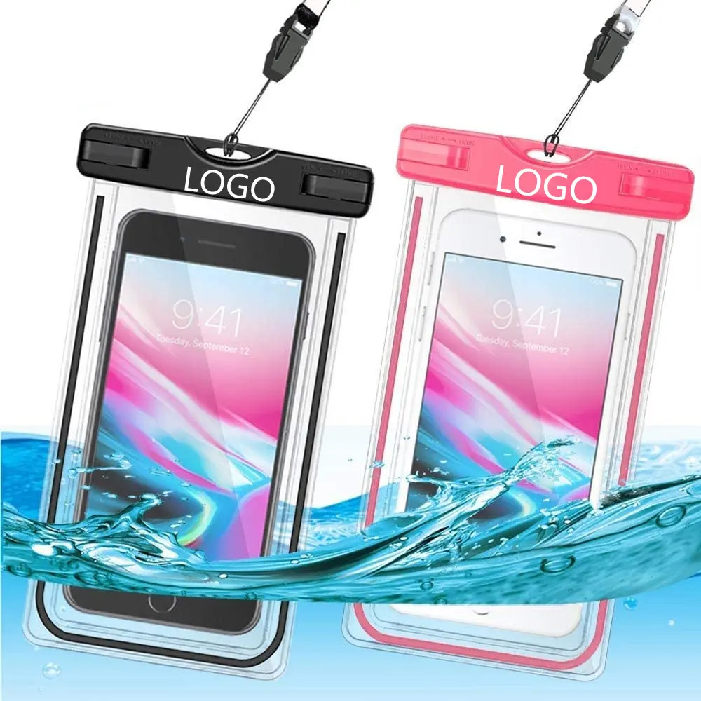 Hot Selling Fluorescent PVC Universal Waterproof Case Underwater Phone Accessories Beach Waterproof Phone Bag