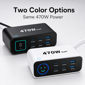 สถานีชาร์จเร็ว 470W GaN พร้อมหน้าจอ TFT อะแดปเตอร์จ่ายไฟ USB <span class=keywords><strong>6</strong></span> พอร์ต สำหรับ <span class=keywords><strong>iPhone</strong></span>, <span class=keywords><strong>AirPods</strong></span>, Android, MacBook และ iPad - Product Image 2