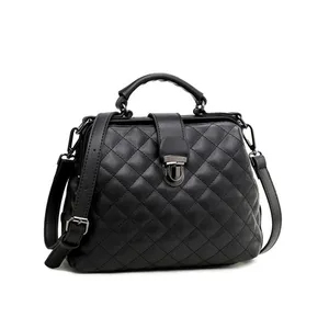 Hot sale euro america fashion latest black clip purse ladies bags handbag