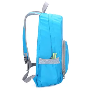 In Stock Light Weight Black And Blue Travel Sports Camping Hiking Folding Backpack Bag