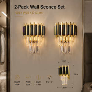 Modern Wall <b>Sconce</b> 2 Pack Luxury Metal Crystal Warm White Indoor Decorative For Bedroom Living Room Hotel Home Villa - Product Image 4