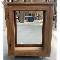 Ventana Abatible Exterior de Madera Maciza Resistente a la Intemperie, Sistema de Cierre Multipunto, Vidrio Doble con Aislamiento, Seguridad para Viviendas