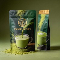 Sachets Doypack Personnalisés Imprimés de Qualité Alimentaire, Anti-Humidité, Refermables pour Poudre de Matcha