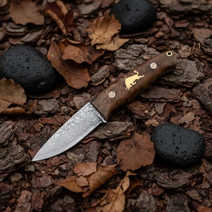 Cuchillo de bolsillo de hoja fija Taurus de acero de Damasco de alta calidad con mango de madera DIY y hoja de acero inoxidable, personalizable OEM para camping - Product Image 6