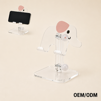 Support de téléphone universel flexible en acrylique en forme d'éléphant, réglable, pliable, transparent, avec base lestée antidérapante, pour utilisation sur bureau