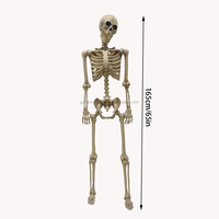165cm batterie grandeur nature en plastique Halloween squelette yeux brillants joints réglables pour porte d'entrée intérieur extérieur effrayant décor
