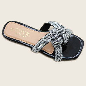 Sandalias de Moda para Mujer al <span class=keywords><strong>por</strong></span> Mayor, Diseño Moderno, Punta Abierta, Brillantes con Pedrería, Antideslizantes, Planas para Exteriores - Product Image 2