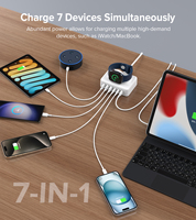 Chargeur de bureau sans fil Source Factory HNT 125W 3C3A 6 ports avec câble d'extension CA de 1,5 m, station de charge USB-C rapide multi-ports
