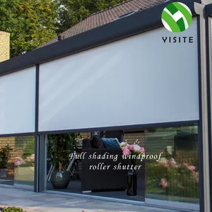 YST Manufacturer Made Outdoor Sunshade Motorized Zip Track Blind China Exterior Electric Windproof Motorized Screen Patio