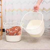 Panier à linge en plastique pour vêtements sales, bac à linge de salle de bain pour trier et ranger les vêtements et les serviettes