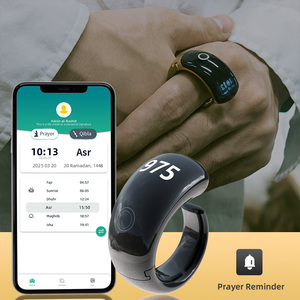 Equantu Smart Azan Alarm <b>Clock</b> zikr ring Muslim Islamic gift led Zikir Counter Digital Smart Tasbih Zikr Ring - Product Image 1