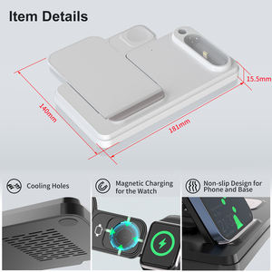 เครื่องชาร์จไร้สาย4 in 1แบบมัลติฟังก์ชั่น15W แท่นชาร์จไร้สายแบบกำหนดเองได้อย่างรวดเร็วสำหรับ I ซีรีส์อุปกรณ์โทรศัพท์ - Product Image 4