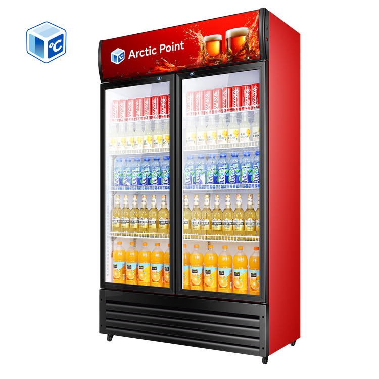double door glass fridge
