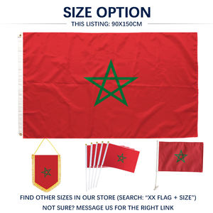 Drapeau du <span class=keywords><strong>Maroc</strong></span> 3x5 pieds en polyester, impression recto, œillets en laiton, double couture, vente en gros, 3x5 90x150cm, drapeau du <span class=keywords><strong>Royaume</strong></span> du <span class=keywords><strong>Maroc</strong></span> - Product Image 4