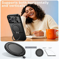 Étui pour iPhone 17 Pro Max, compatible MagSafe magnétique 360° °   Support rotatif pour anneau, protection intégrale antichoc en TPU et PC