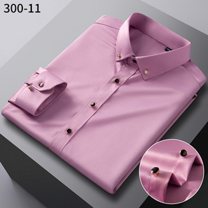 <span class=keywords><strong>Camicia</strong></span> da <span class=keywords><strong>uomo</strong></span> Casual Slim Fit Business tinta unita manica lunga senza rughe camicie di <span class=keywords><strong>raso</strong></span> di seta da <span class=keywords><strong>uomo</strong></span> di lusso - Product Image 6