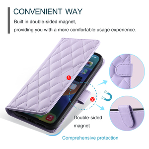 Étui de téléphone magnétique Honor avec fente pour cartes, cordon, en PU+TPU, antichoc, portefeuille pour iPhone à clapet, en cuir carré - Product Image 3