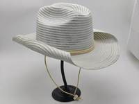 Nouvel arrivage : Chapeau de cowboy western en coton tressé à bord roulé avec cordon et sangle de mentonnière, unisexe, pour l'été et les activités de plein air