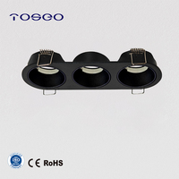Downlight fixe IP20 MR11 GU10 en aluminium moulé sous pression à 3 lumières, dimensions de découpe : 155x52mm, ampoule avant remplaçable