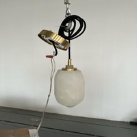 Lampe suspendue minimaliste en laiton en forme de cristal, abat-jour en albâtre, source de lumière à économie d'énergie, blanc chaud 2700K, éclairage 5 ans