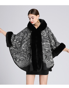 Elegante cappotto invernale con cappuccio in pelliccia di visone finto scialle caldo - Product Image 5