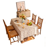 Nappe florale de style vintage français en lin, luxueuse et haut de gamme, rectangulaire, anti-poussière