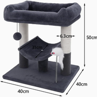 Arbre à chat, griffoir et condo intégrés, maison pour chat en peluche gris foncé et sisal, perchoir compact pour affûter les griffes