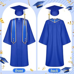 Setelan Jubah Wisuda Dewasa Unisex 2025 dengan Topi dan Rumbai, Seragam Sekolah Matte untuk Perguruan Tinggi dan Sekolah Menengah, Terbuat dari 100% Poliester Tigeen - Product Image 5