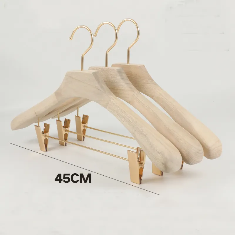 Good Quality Luxury Wooden Pants Hanger Camphor Wood Hanger For Clothing Store Hanger Clip