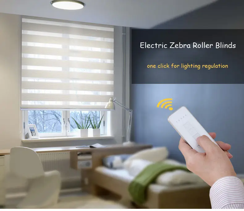 Yatay kapalı ev pencere gündüz gece kumaş kepenkler elektrikli zebra jaluzi stor perde perde