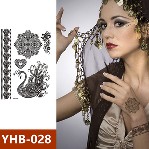 Autocollants de <span class=keywords><strong>tatouage</strong></span> temporaires en papier indien noir personnalisés en gros pour l'art corporel, le henné, les mains, les jambes, les pieds, motif <span class=keywords><strong>dentelle</strong></span> pour femmes - Product Image 2