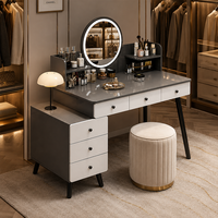 Table de toilette moderne avec étagères de rangement, armoire latérale et tiroirs pour chambre à coucher